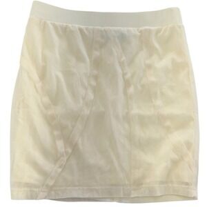 No Vacancy Skirt Womens Small Yellow Mini Mesh Overlay Sheer Y2K